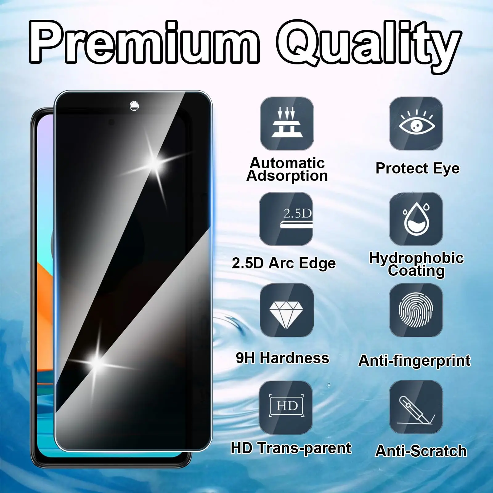 

For Redmi Note 10 Pro Anti Spy Screen Protector Privacy 9H Tempered Glass Anti Scratch Peep Case Friendly