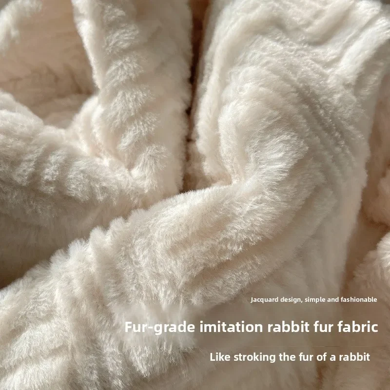 

Winter New Imitation Rabbit Fleece Blanket Ins Simple Casual Nap Blanket Thickened Lamb Fleece Blanket Dormitory Single Blanket