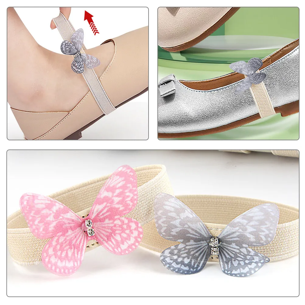 

2 пары эластичных ремешков для обуви в стиле бабочки, сменные ремешки на щиколотку для женских туфель на высоком каблуке, съемные, предотвращающие распускание, модные