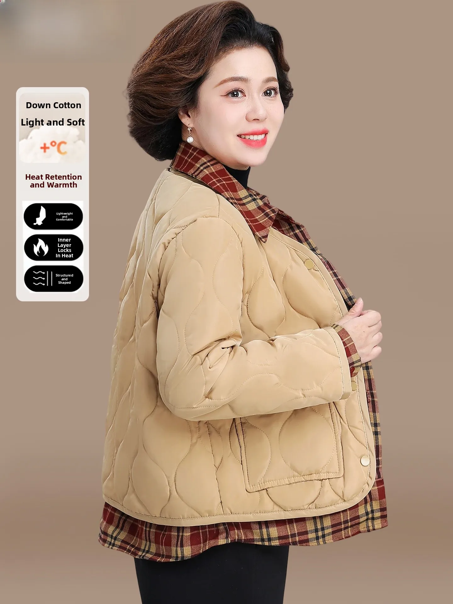 

Faionable Warm Cotton Jaet Winter Clothes ort Sle Women's Coat Polyester Fiber Fillings for Middle-Aged And ly