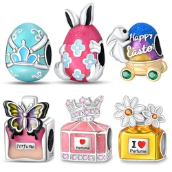 Silver-Plated Easter Egg Perfume Bottle Charms Beads Fit Qikaola 925 Original Bracelets DIY Jewelry Making For Women