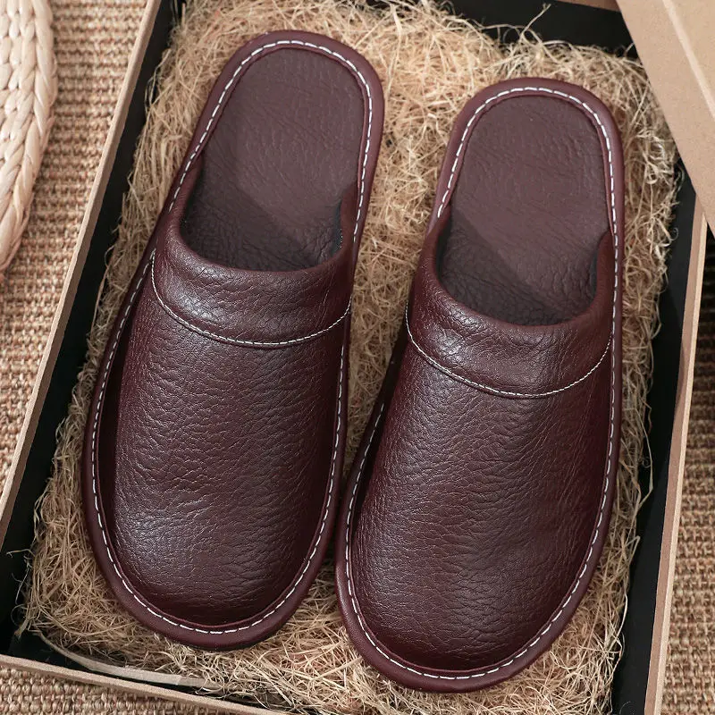 

Extra large size 47 48 Men's Concise Home Slippers Unisex Faux Leather Wide Indoor Slides Guest Slipper Drop Shipping Wholesale