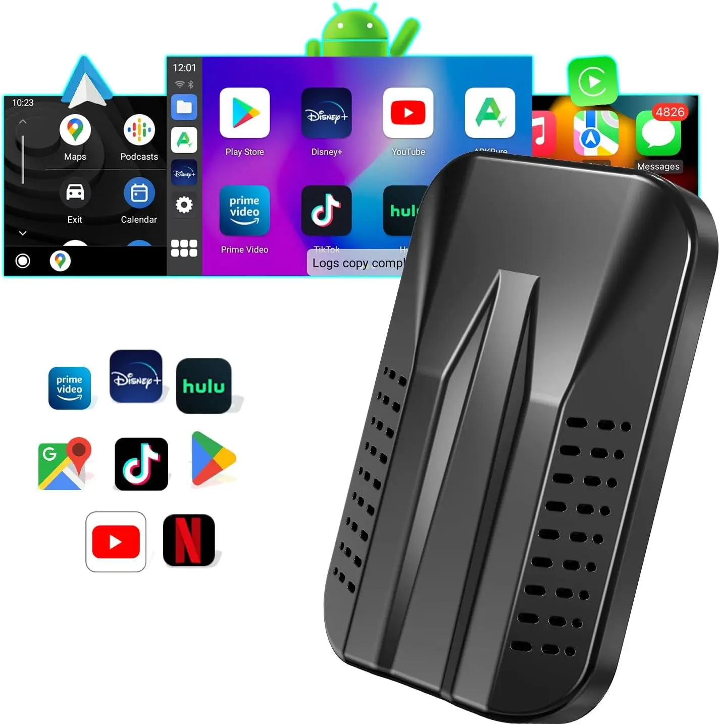 

Wireless CarPlay&Android Auto Wireless Adapter Netflix Disney+YouTube Google Play,for OEM Wired Carplay Cars,Plug&Play,Mirroring