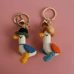 Funny Duck Crochet Keychains Cartoon Duck Doll Knitting Keyrings For Car Keys Cute Knittied Duck Keychain Wholesale Accessories