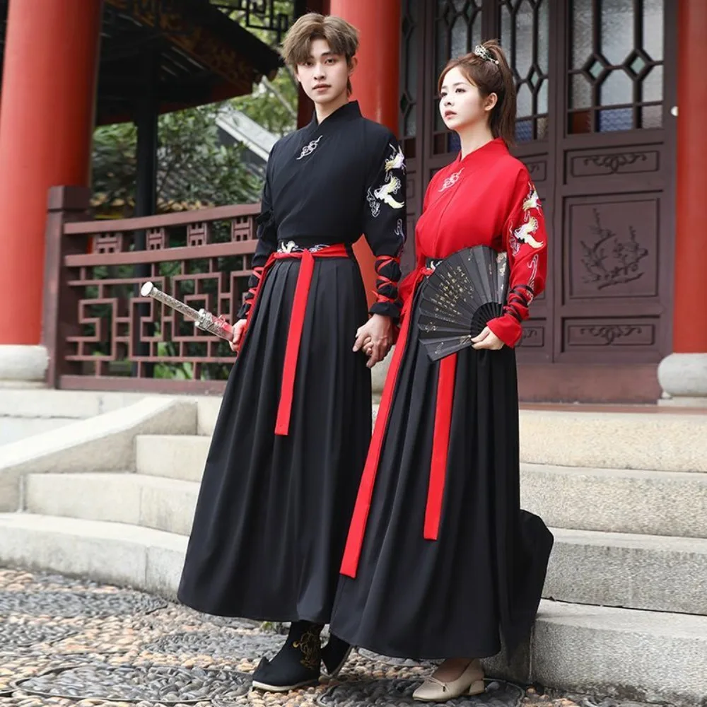 Improved Chinese Traditional Wuxia-Inspired Hanfu Couple Set Halloween Cosplay Male Female Adult Costume