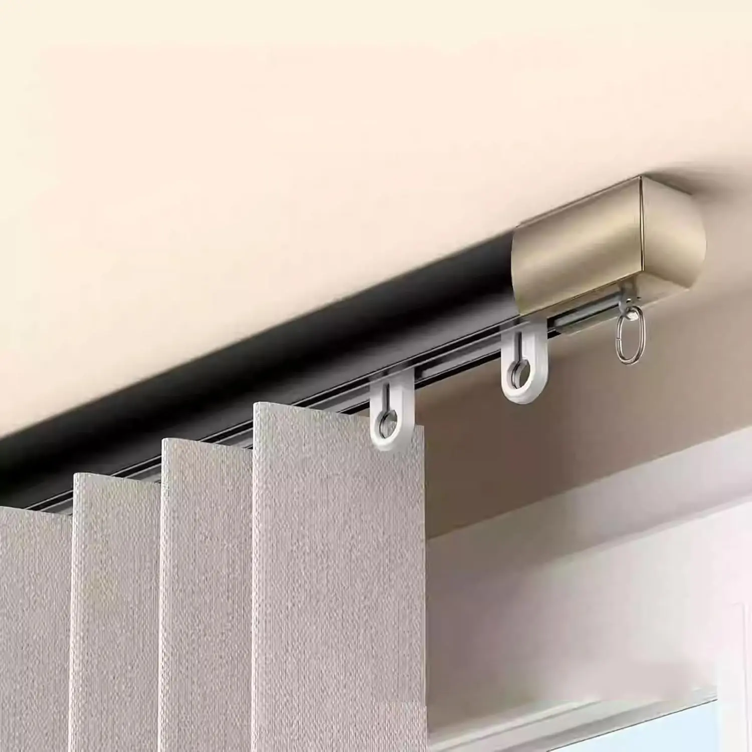 Cortina TracksSent Barras de cortina de aleación de aluminio para sala de estar y dormitorio, divisor de 1,50 m, color negro