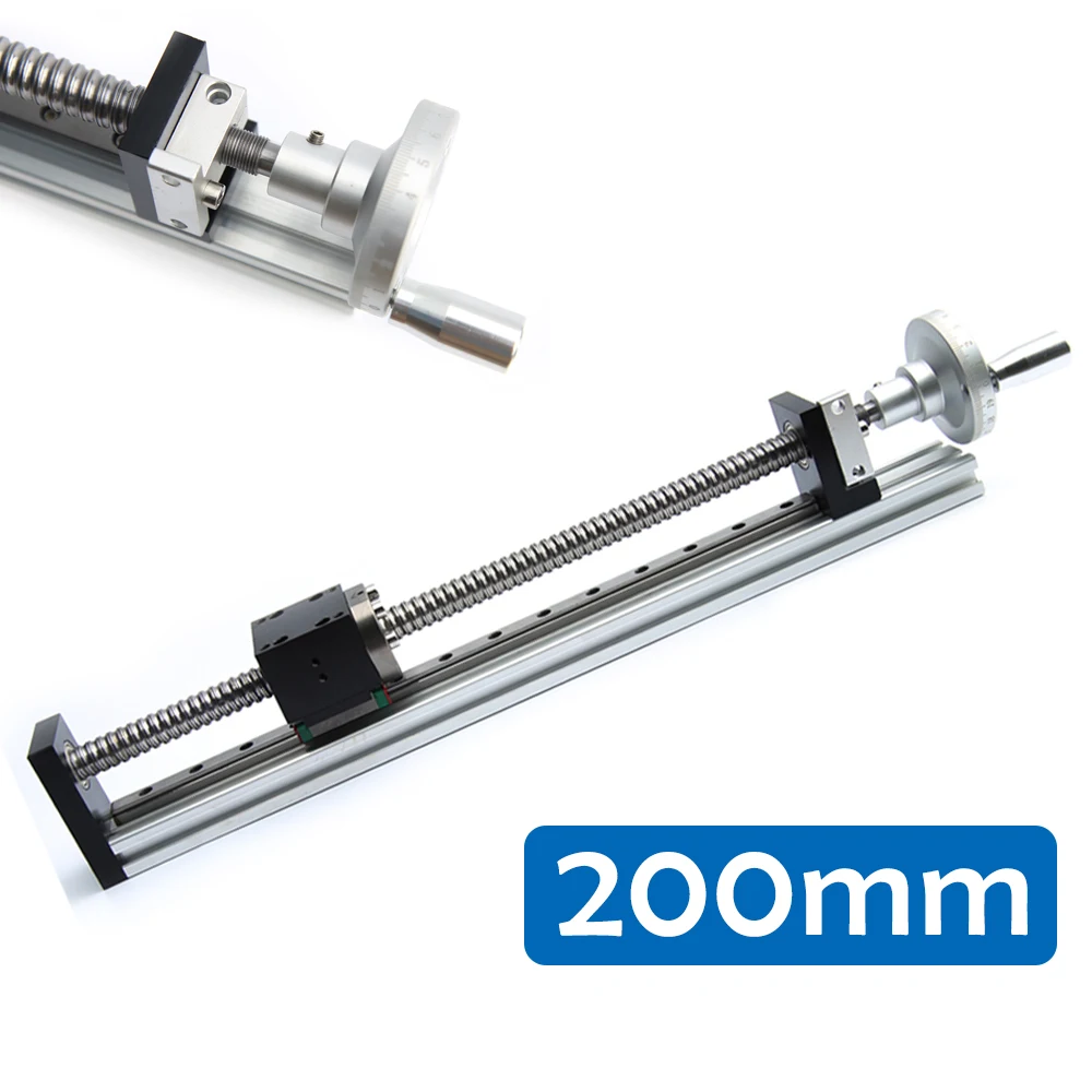 8 inch 200MM Manual Linear Rail Guide Slide Stage Actuator Ball Screw Motion Table Hand Wheel