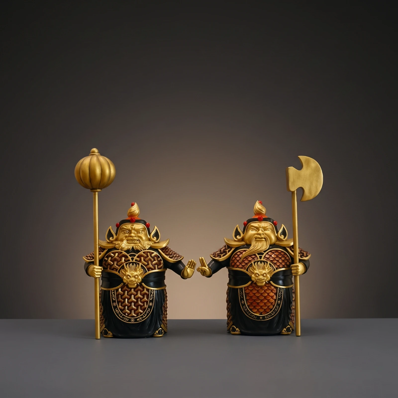 Resin Door God Figurines Hand-Painted Door God Figurines with Statues Sculpted Figurine Ornate for Homeowners, Entryway