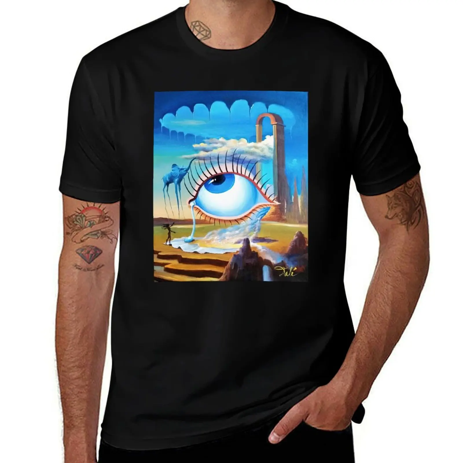 

salvador dali digital painting salvador dali artwork T-Shirt man t shirt cotton high quality funny t shirts dark humor T-Shirt