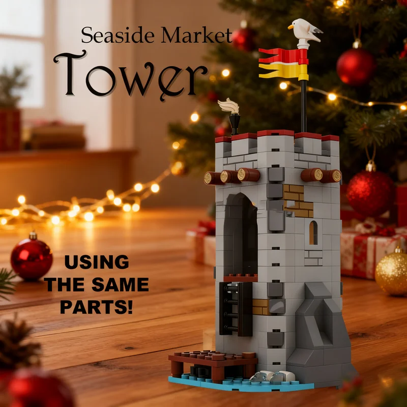 236pcs MOC Castle Seaside Market Tower FIX Model Building Blocks Toys Construction Christmas Gift Education Brick Craft Assemble