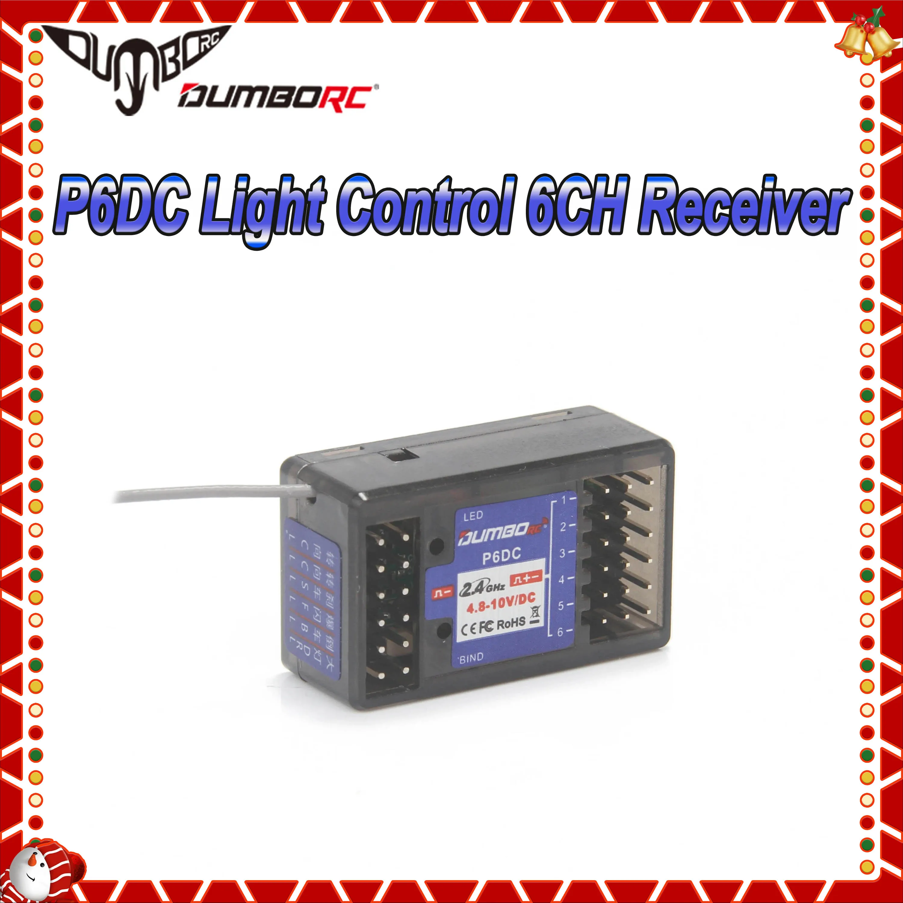 

DUMBORC P6DC 2.4G 6CH Receiver LED light for DUMBORC X6 X4 X5 DDF350 Transmitter Remote Control RC Car Boat Tank RC Vehicle