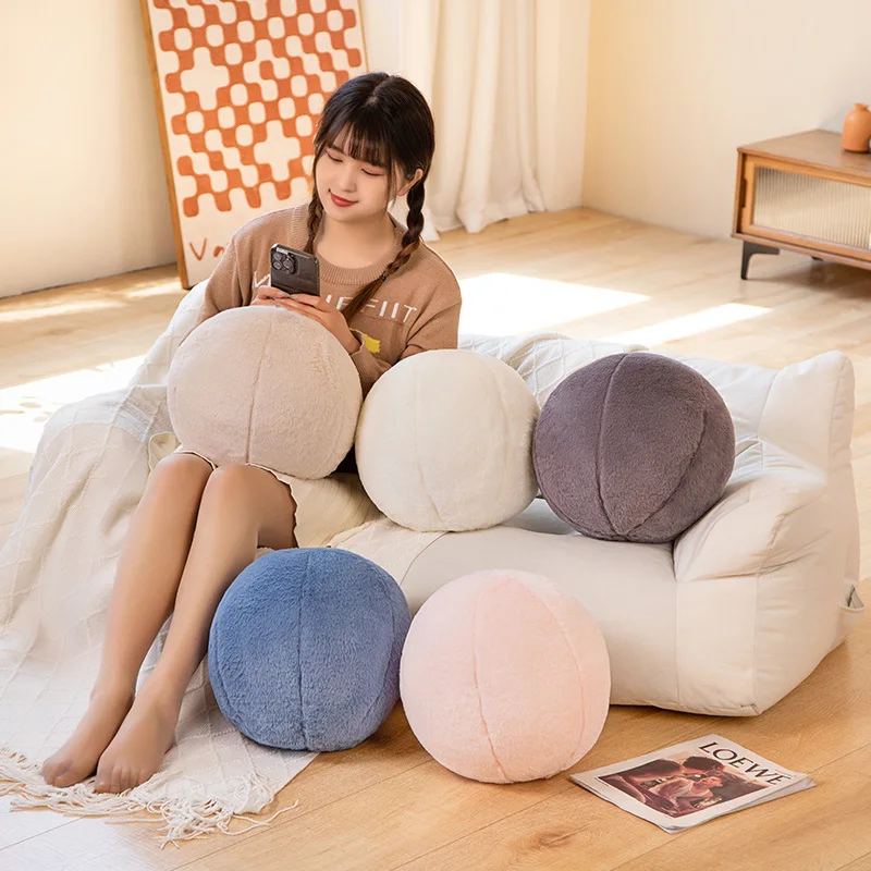 INS New Round Ball Plush Throw Pillow Cartoon Modern Stuffed Ball Plushies Cushion Anime Soft Kids Toys for Girls Home SofaDecor