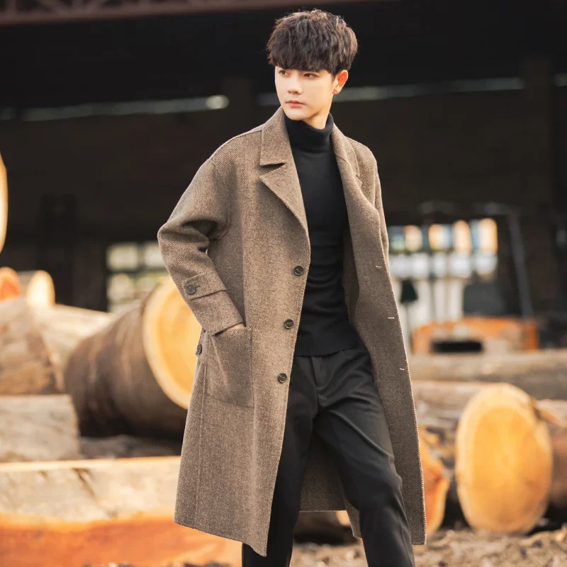 2023 Autumn Winter Women New Fashion Solid Color Casual Coats Men's Loose Wool Trench Jackets Male Long Woolen Jackets