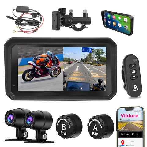 6인치 듀얼 1080P 오토바이 DVR 전신 방수 모토 카메라 전후방 주행 비디오 레코더 WiFi GPS 블랙박스