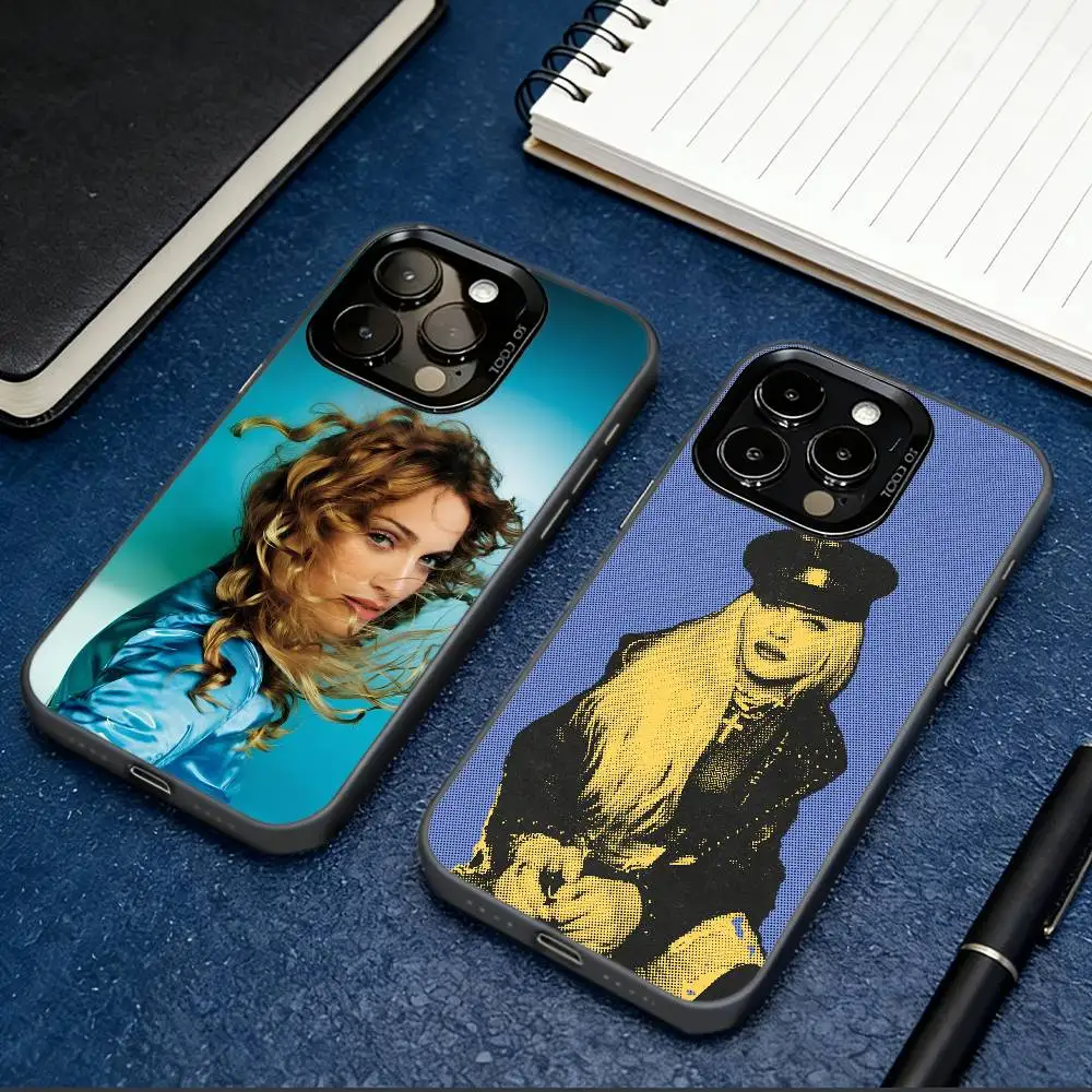 

M-Madonna Singer Phone Case For iPhone 17,16,15,14,13,12,11 Plus,Pro Max,XS,Colored Silver Plated Inside Cover