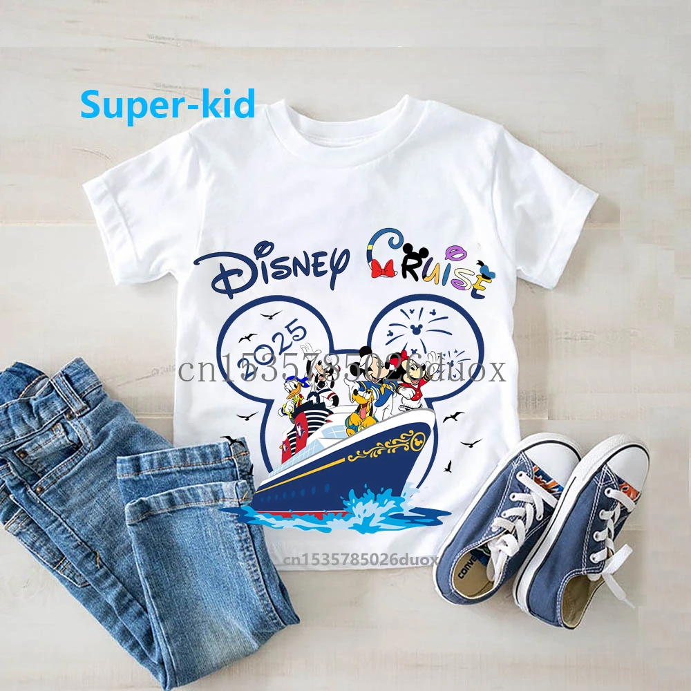 2-9 ميكي ميني كاسل ديزني كروز 2025 الأميرة Kawaii فتاة قصيرة الأكمام قميص ميكي والأصدقاء ديزني كروز الصبي التي شيرت #4