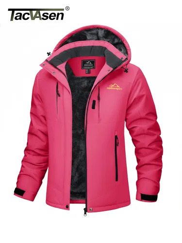 Imagen 1 del producto TACVASEN Chaqueta de nieve de esquí resistente al agua a prueba de viento para mujer Abrigo de nieve de invierno con forro polar Chaqueta térmica con capucha con múltiples bolsillos