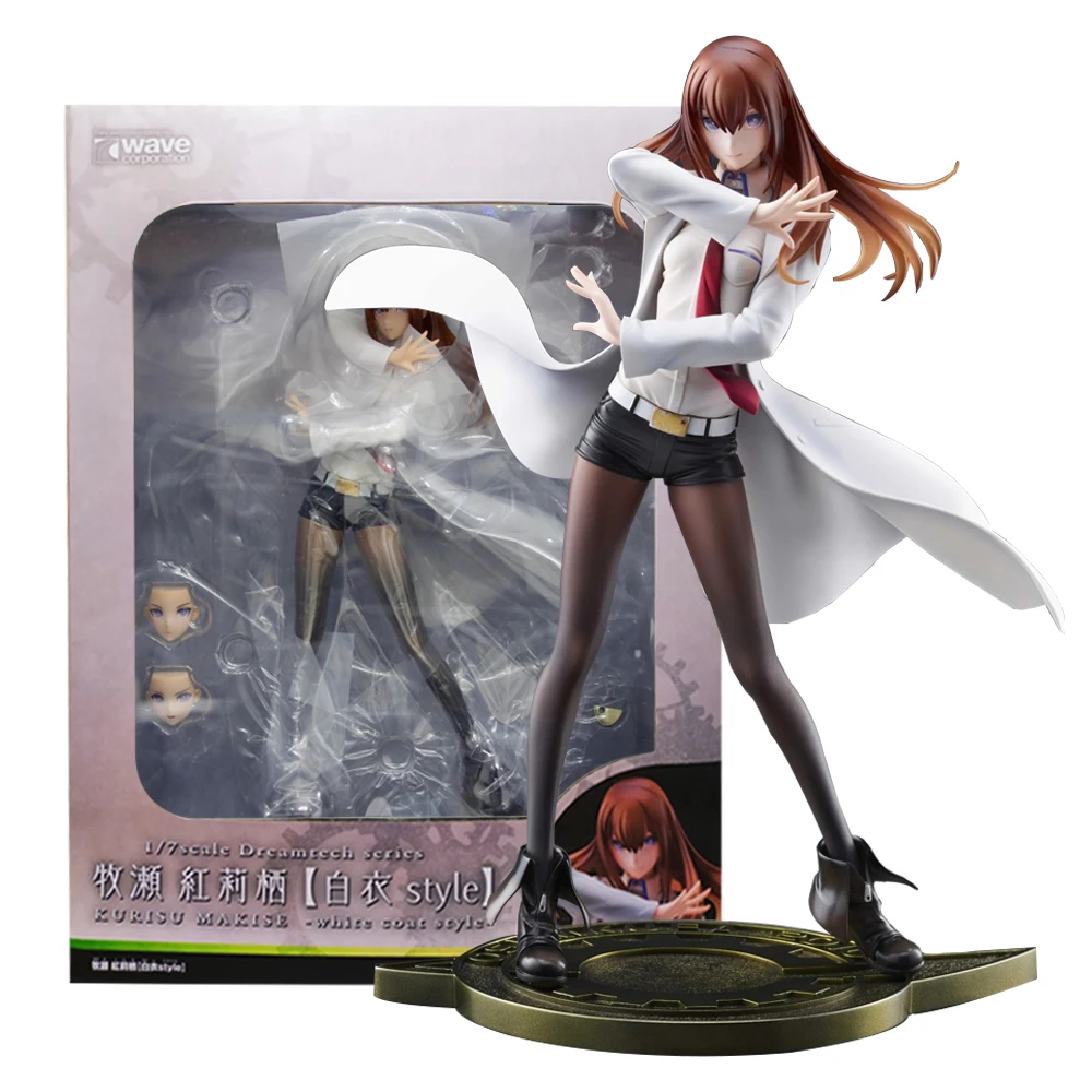 22.5CM Anime Steins;Gate Makise Kurisu Dream Tech Figure 1/7 White Coat Style Standing model toy doll Aciton Figure PVC