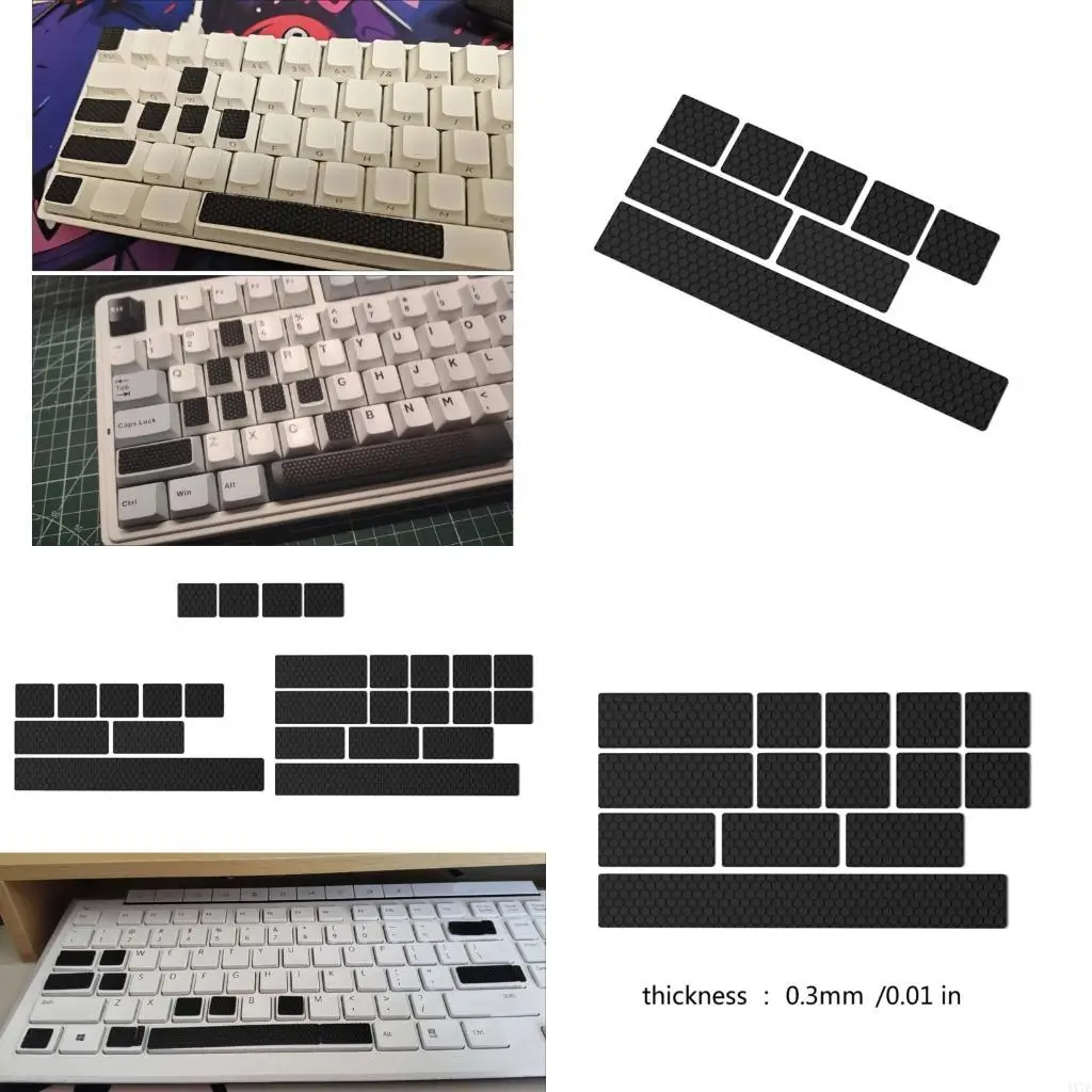 

4X7E Reusable Silicone Keycap Protectors Universal Anti-slip Stickers for Standard