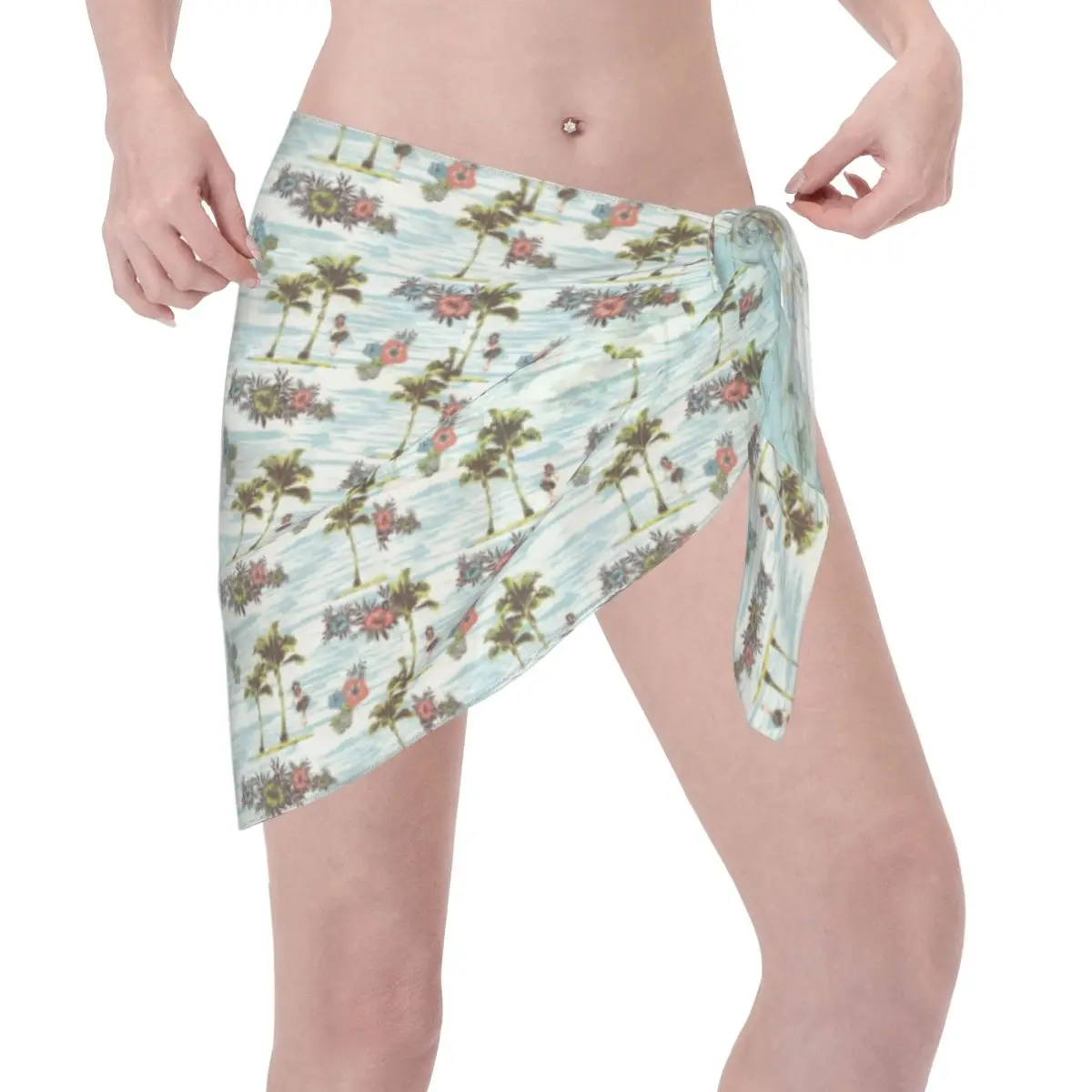 Personalizado para roupa de banho havaiana dia de verão feminino curto sarongs praia envoltório feminino praia bikini envoltório sarongs maiô coverups
