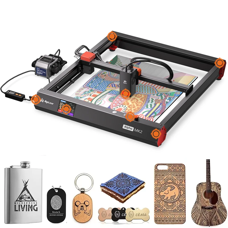 Algolaser CNC Router Smart Laser Engraver Cutter Alpha MK2 20W Powerful Wood Engraving Cutting Machine With Air Pump DIY Tools