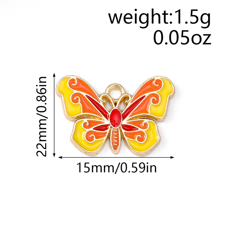 Duarte 10 Stück/Set Niedliche Bunte Emaille-Tier-Schmetterlings-Anhänger für Schmuckherstellung Ohrringe Anhänger Halsketten DIY Bastelbedarf – Detail 5