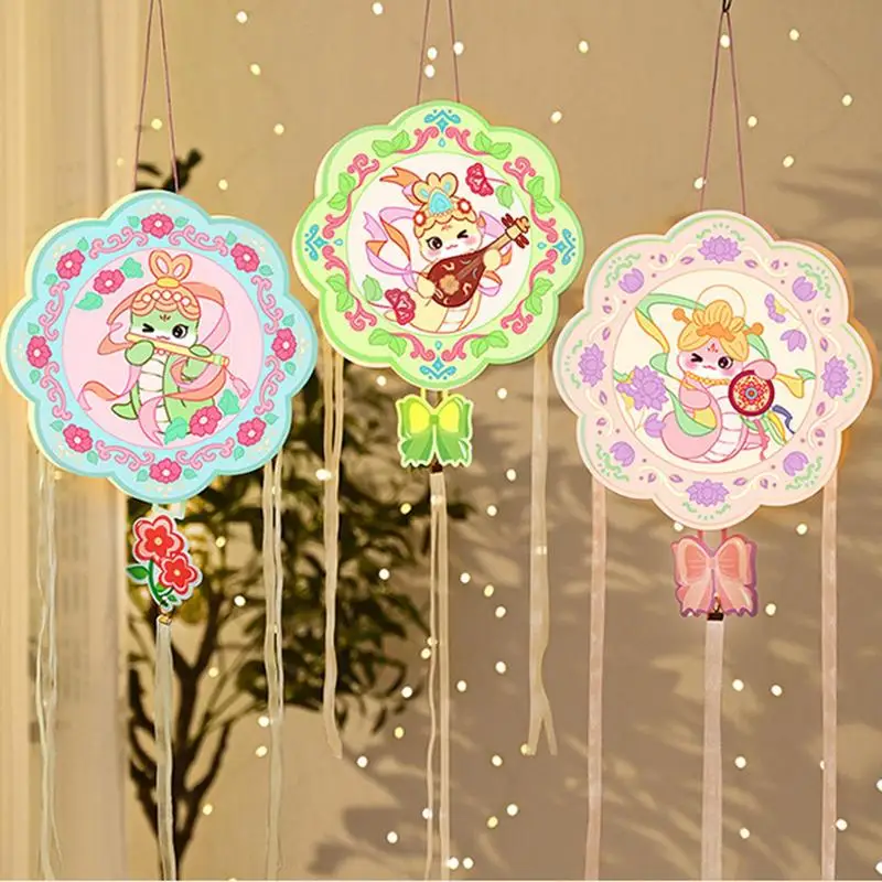 2025 год змеи, комплект материалов для фонаря, год змеи, тема Дуньхуан, ручной светодиодный светильник, декор для китайского весеннего фестиваля