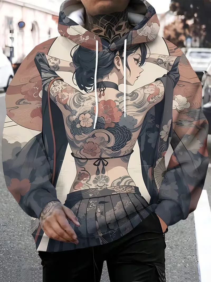 

2026 Men's Hoodie Bad Girl Tattoo Sexy Beauty Pattern 3D Printed Top Autumn New Fashion Casual Hip Hop Neutral Hoodie Tops﻿