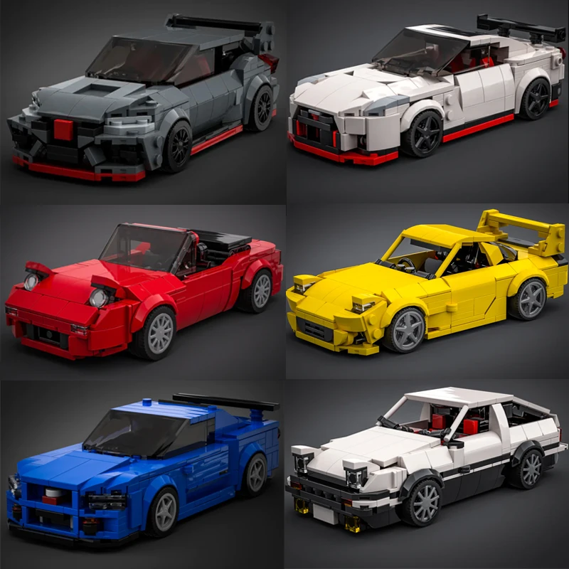 Initial D R32 TYPE-R RX7 GTR AE86 Speed Car MOC Building Blocks Construction Bricks Sport JDM Vehicle Toys Gift For Children Kid