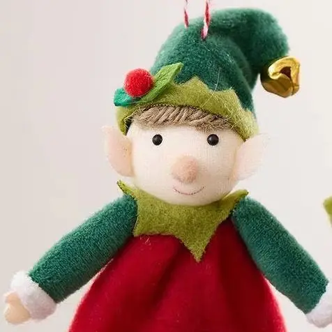 

Cross border new red and green Christmas elf angel pendant