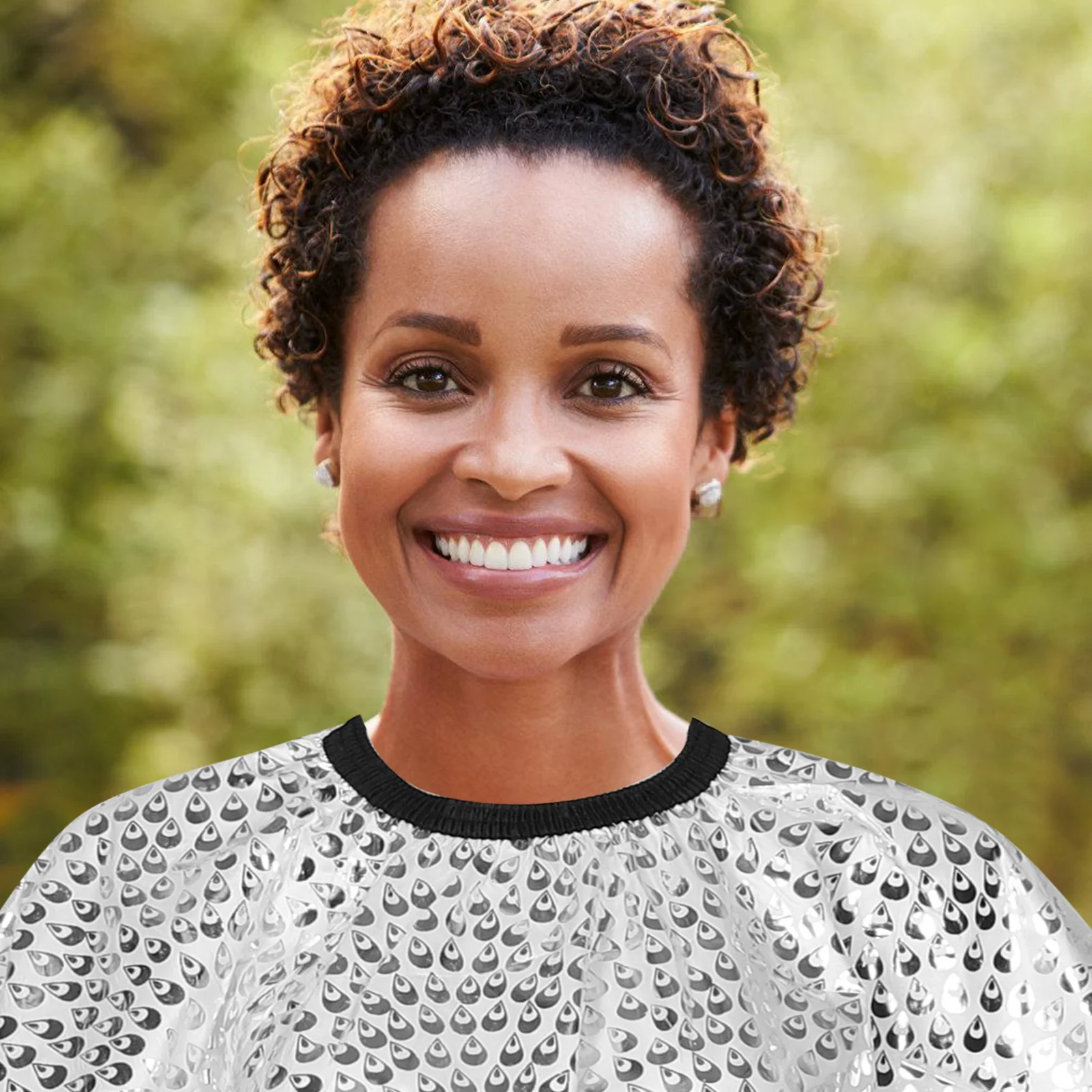 

Barber Waterproof Hair Cutting Cape Large Glitter Pattern Elastic Collar Salon Hairdressing Protective Gear Stylish Hair Stylist