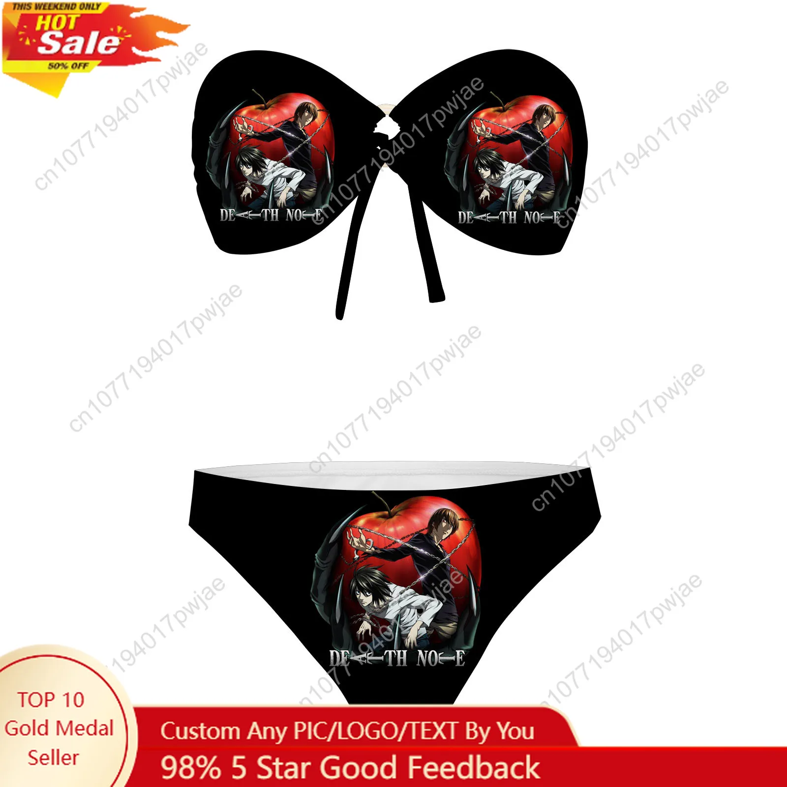 Japan Anime DEATH NOTE Strapless Swimsuit Bikini Womens Bathing Suits Swimwear Pool Party Beach Sexy Bikini Customize Beachwear