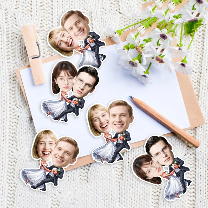 Customizable Portrait Wedding Theme Stickers Princess Embrace Multiple Styles Pattern Adult Valentine's Day Party Romantic Decor