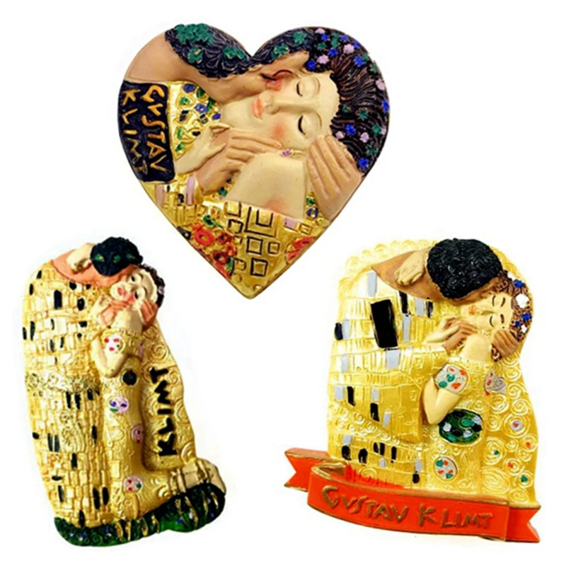 Hot Sale Austrian Painter Gustav Klimt Kiss 3D Fridge Magnets Tourism Souvenirs Refrigerator Magnetic Stickers Gift