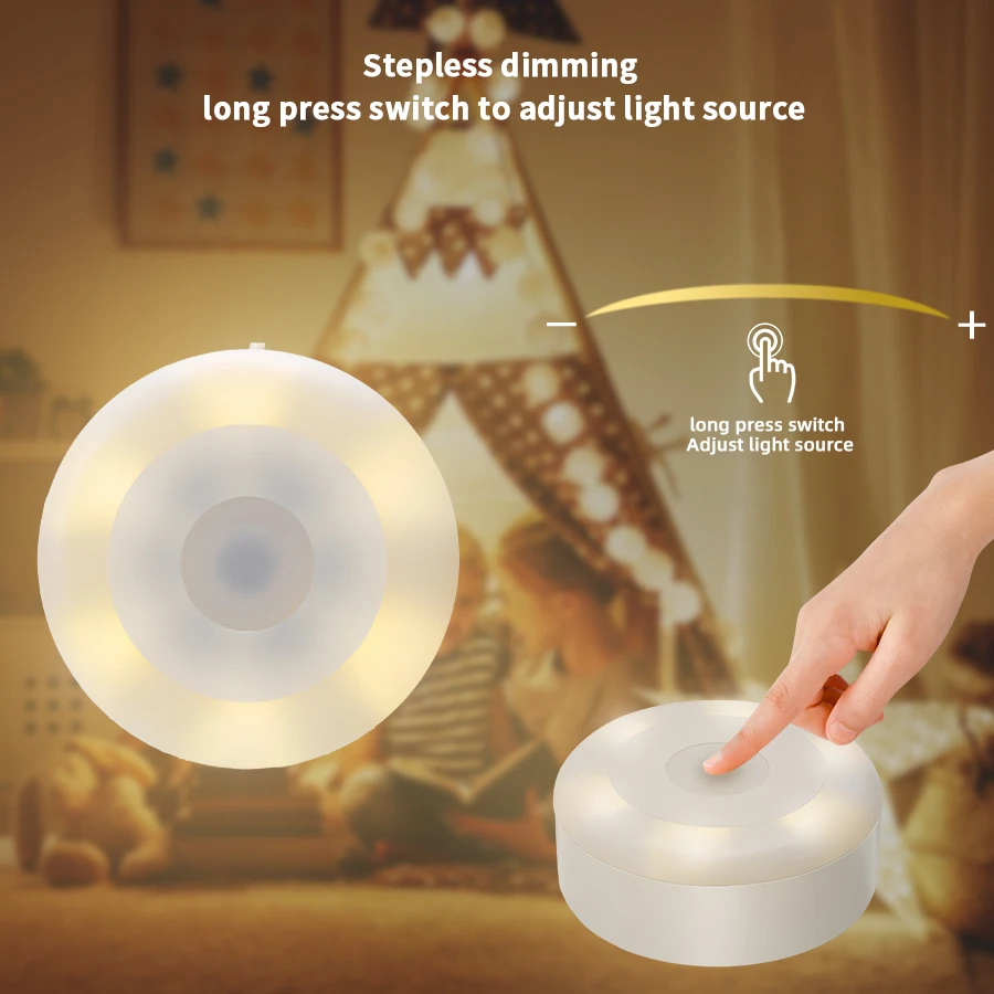 LED Motion Sensor Night Light, USB Recarregável, Lâmpada para Cozinha, Armário, Roupeiro, Escada, Sem Fio, Armário