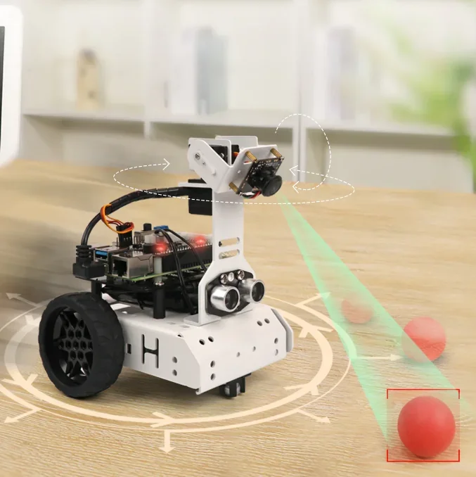 AI Robot Car GoGoPi Powered by Raspberry Pi 4B with  HD Camera, Anti-blocking Servo Support Remote Control