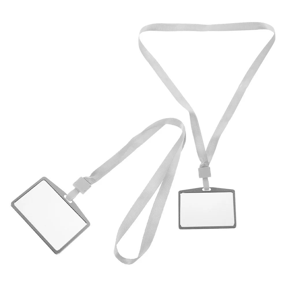 2Set Lightweight Aluminum Alloy Badge Holder Id Holder With Lanyard For Teacher Id Badge Office Manager
