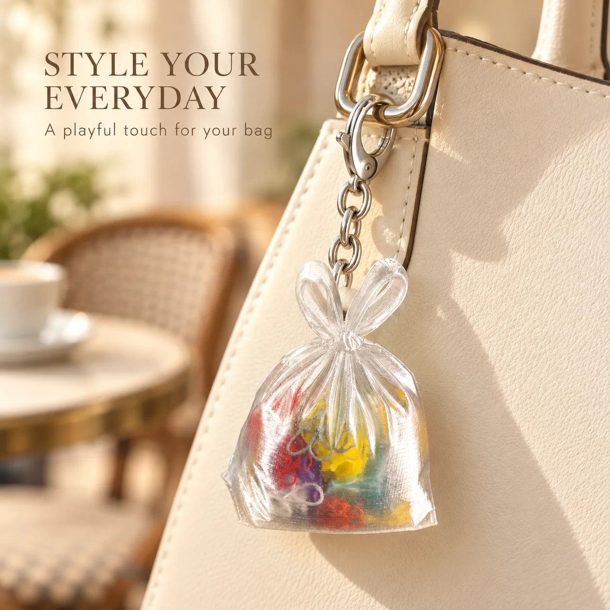 Simulation Garbage Keychain Colorful Transparent Plastic Pendant Novelty Weird Mini Bag Charm Kawaii Handbag Decoration Gift