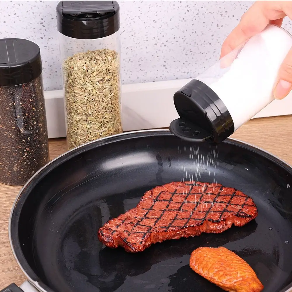 1Pcs with Butterfly Lids Labels Seasoning Bottle 100ml-300ml Double Cover Spice Jars Clear Plastic BBQ Condiment Box