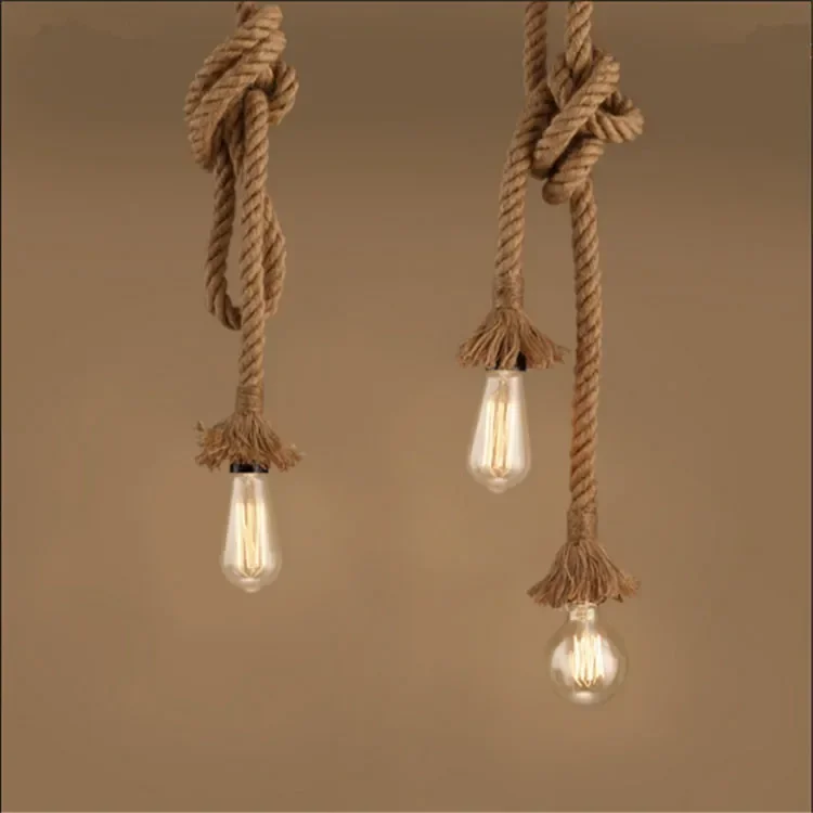 Sisal Lamps Bar Single Head Hemp Rope Pendant Loft Clothes Shop Restaurant Internet Cafe Creative Decoration Industrial Style