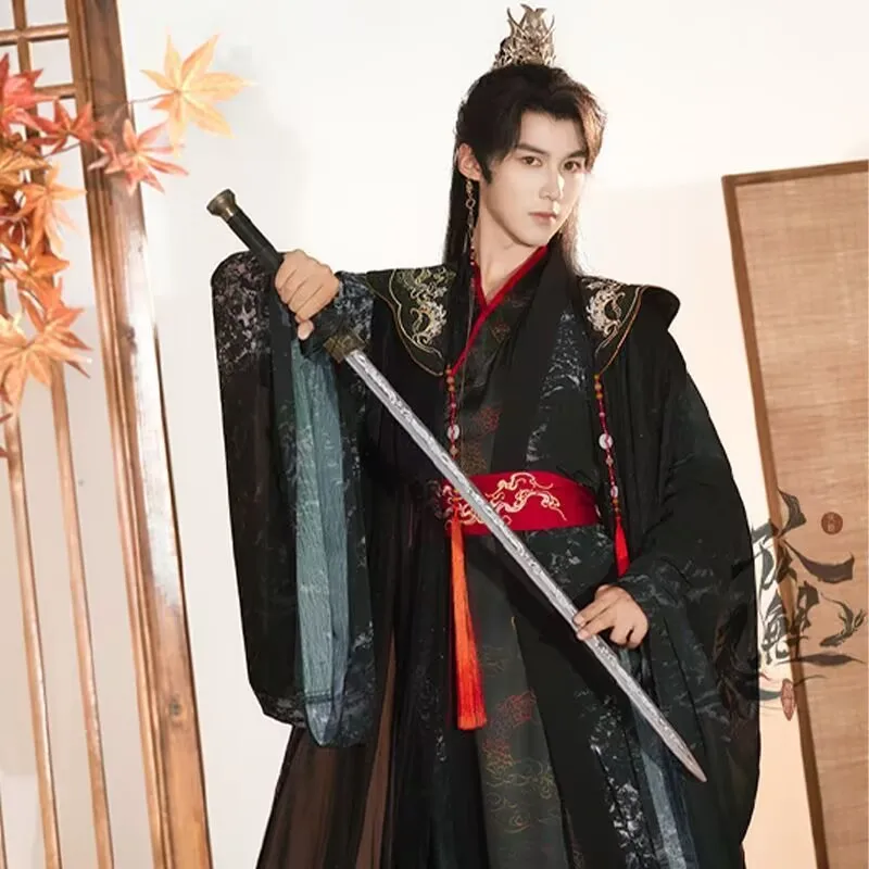 

2026 Ancient Traditional Black Hanfu Male Halloween Carnival Cosplay Costume Hanfu Costume Women men