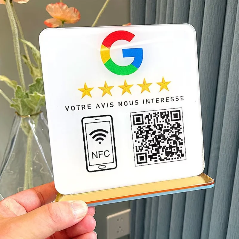 Google Review QR Code Sign Get More Positive Reviews For Your Business Retail Shops NFC Scan code Acrylic Review Template Signs