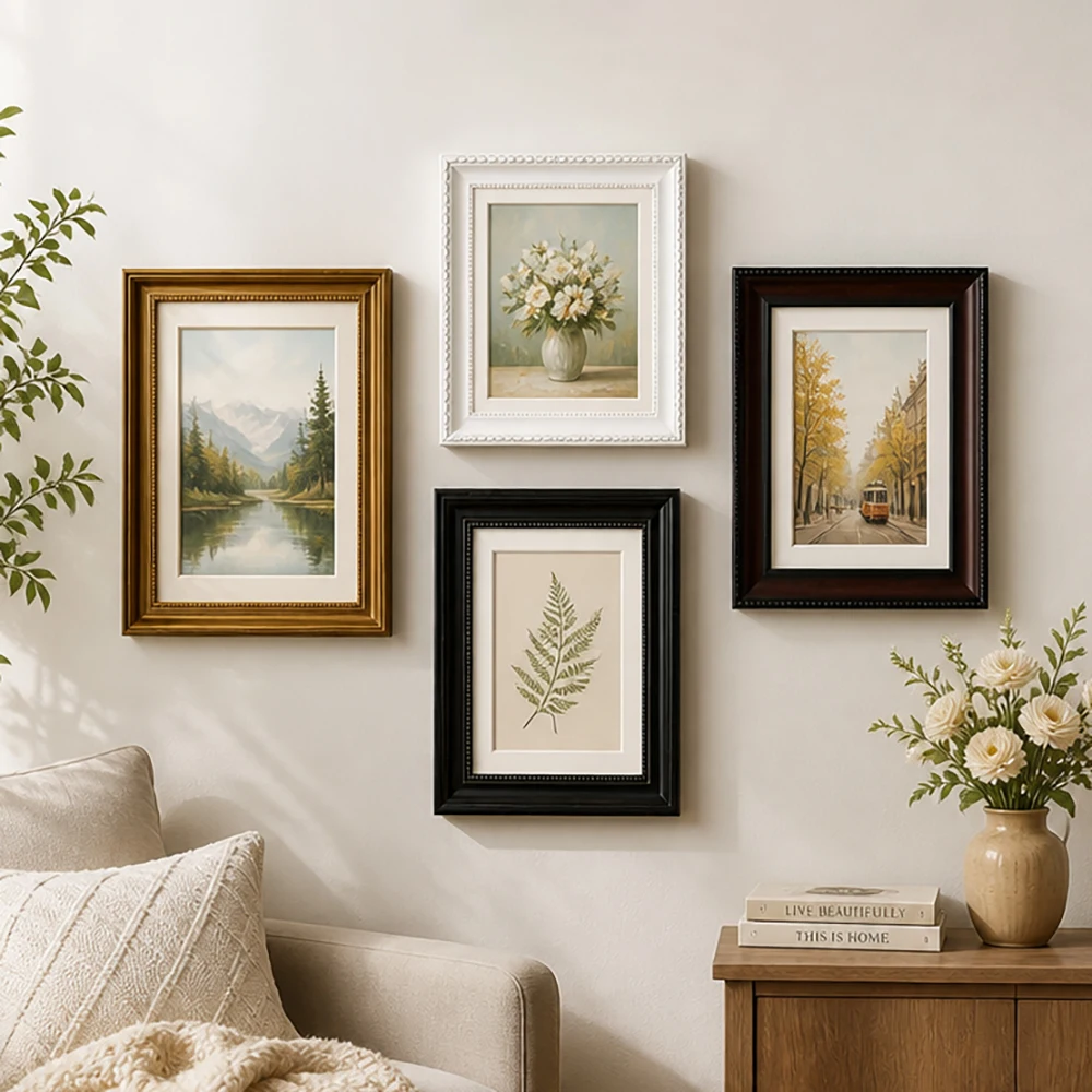 2Pack A4 Vintage Ornate Picture Frames Set 8x10in 4 Colors Photo Frames Wall & Tabletop Display Home Wall Art Decor Gift Family