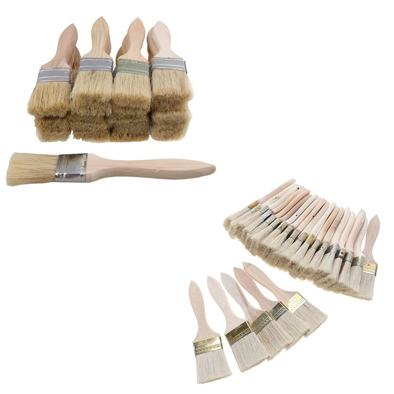 48 Pcs Paint Brushes And Chip Paint Brushes Paint Stains Varnishes Glues And Gesso, 24 Pcs 35Mm & 24 Pcs 48 Mm