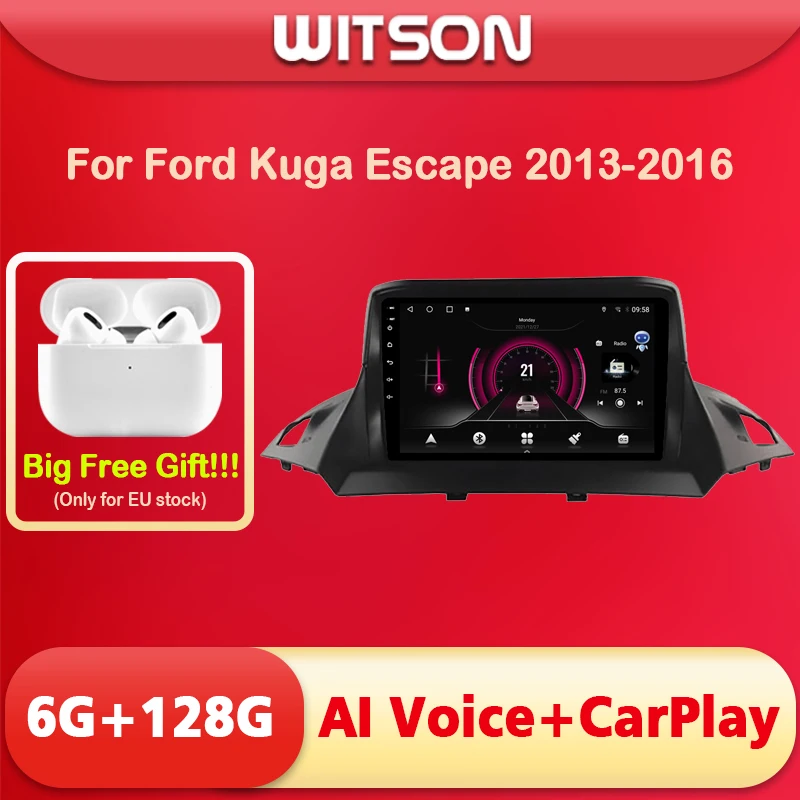 WITSON 9 дюймов Android 11 AI VOICE 1 Din in Dash Car radio For FORD KUGA/C-MAX 2013 2014 2015-2018, автомобильная стерео-навигация