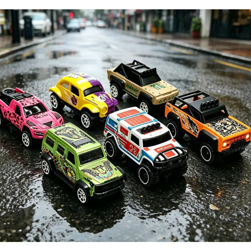 

6Pcs Alloy Car Model Set Chinese Style Off-road Pickup Vintage Classic Racing Diecast Toy Cars Collection Gift for Kids
