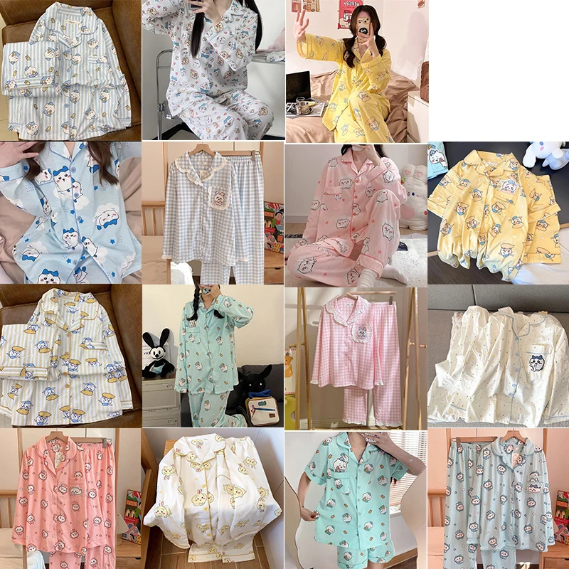 New Chiikawa Pajamas Hachiware Cute Cartoon Long-sleeved Home Clothes Pajamas Set Girls Pajamas Usagi うさぎ Anime Pattern