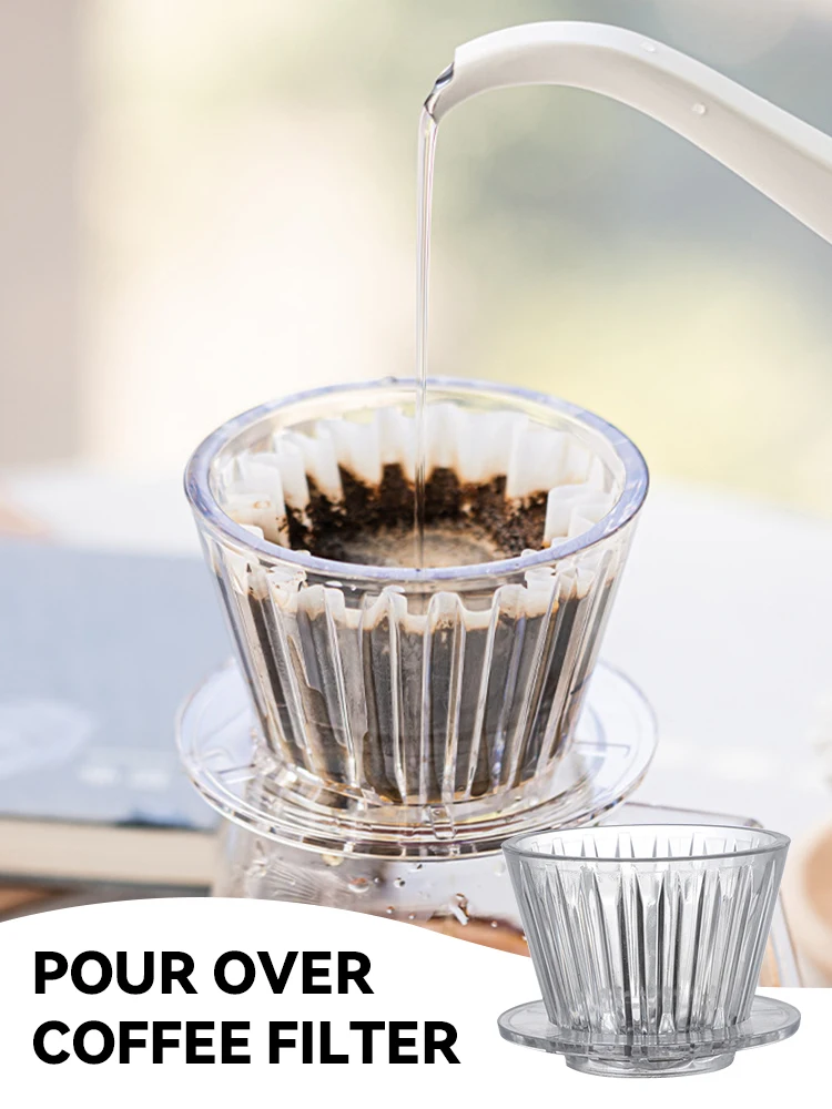 B75 Wave Coffee Dripper Crystal Eye Pour Over Coffee Filter PCTG 1-2 Cups Coffee Maker Flat Bottom Increase Uniformity