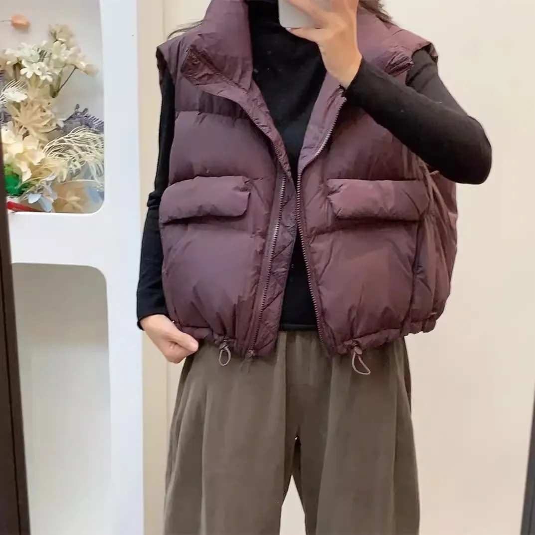 

Autumn Winter New Fashion Women's Stand Collar Sleeveless Casual Trendy Simple Basic Loose Quilted Coats Female Clothes Vests