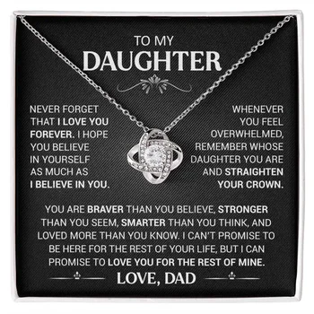 To My Daughter Gifts From Dad Heart Knot Pendant Christmas Gift Father Daughter Girl Necklace 2024 New Hot Dropshipping